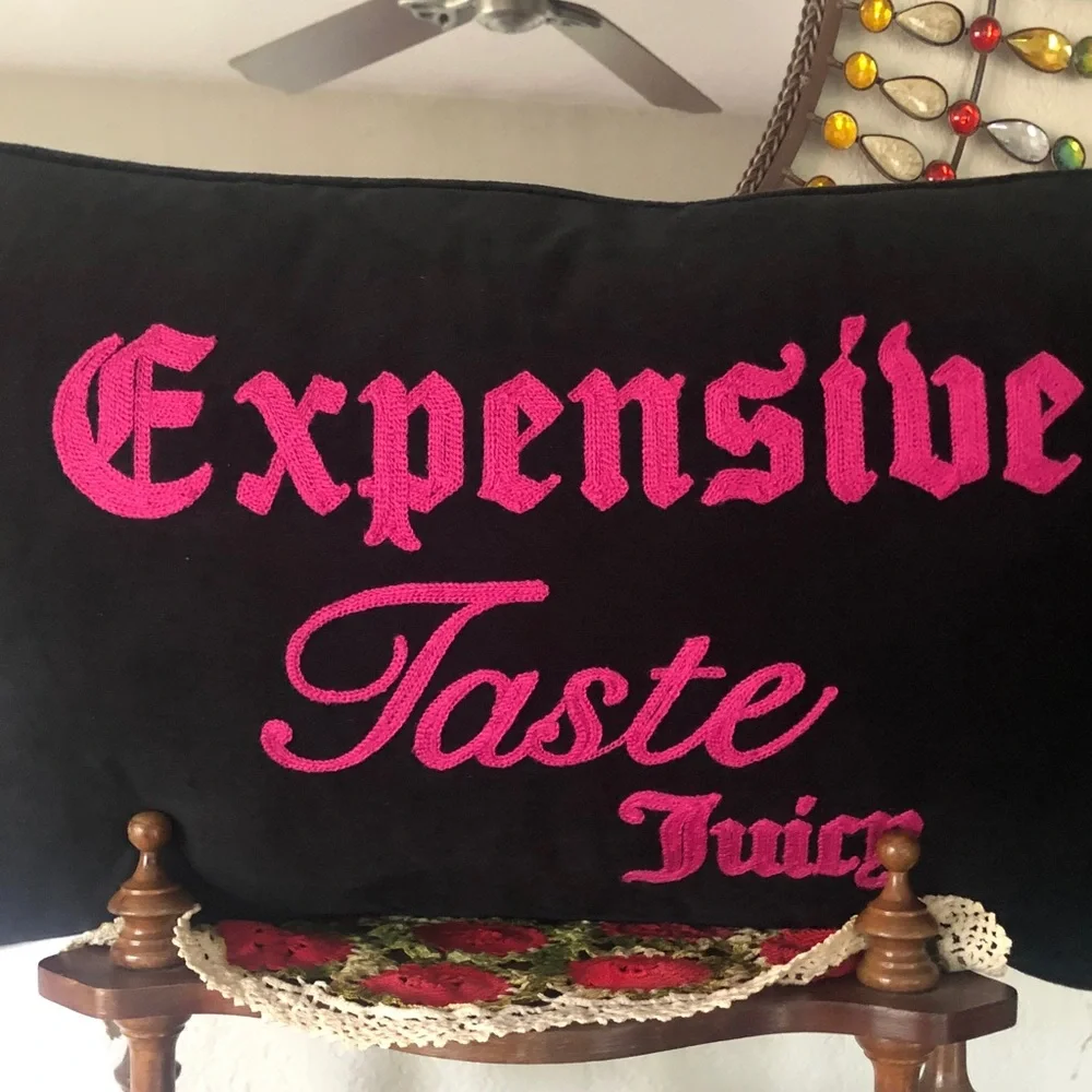 NWT Juicy Couture Hot Pink & Black Reversible Pillow